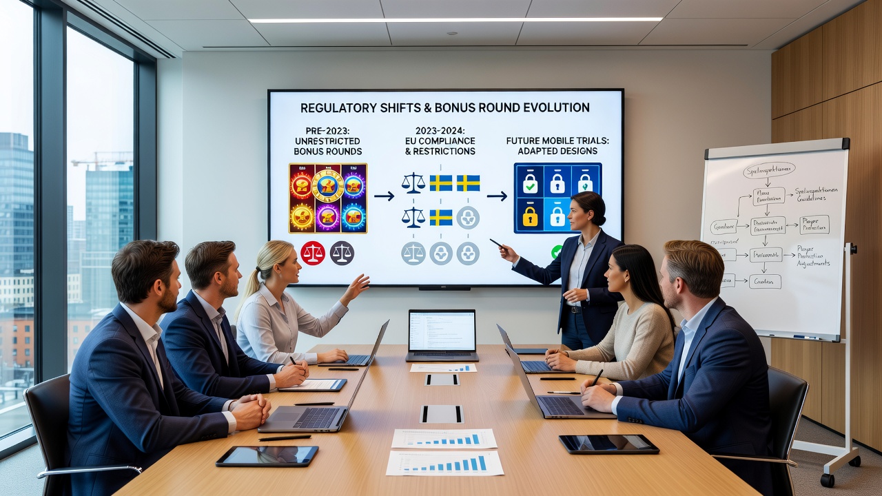 Mobile device displaying adjusted bonus round interface under new Swedish rules
